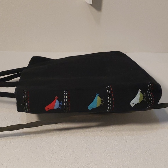 Vintage LuLu Guinness tote bag little birds & flower black - Picture 4 of 12